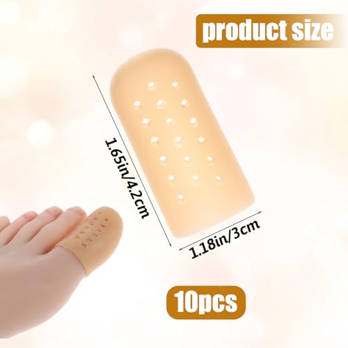 Image of YUXIANLB 10PCS Big Toe Cap Support, Gel Toe Protectors, Breathable Toe Caps, Toe Protectors, Toe Cover Sleeves with Holes, Provides Relief from Missing or Ingrown Toenails, Hammer Toe, Reduce Friction