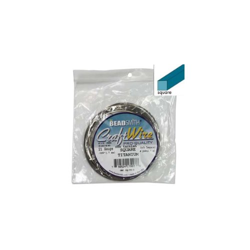 The Beadsmith Square Craft Wire - Soft Temper Beading Wire, Titanium Color, 21 Gauge, 4 Yards