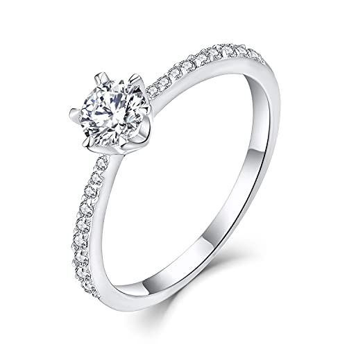Bague fiançailles solitaire en argent 925 et zircone cubique éclatant