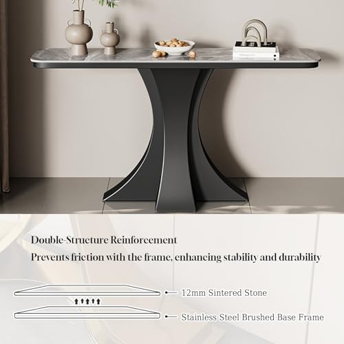 Mesa consola de piedra sinterizada y base de metal moderna para salón 5