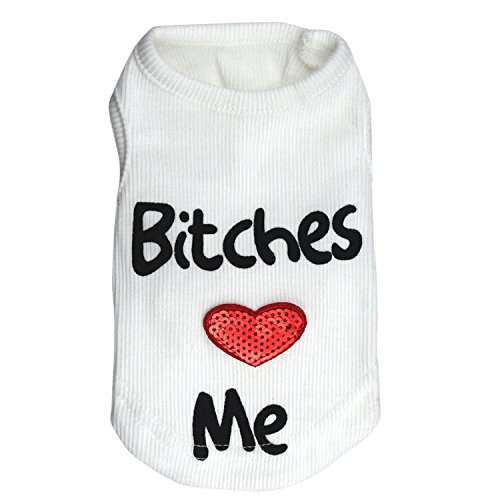 DroolingDog Small Dog Clothes White Dog Shirt Puppy Sweater Pet T-Shirt for Small Dogs, Large, White