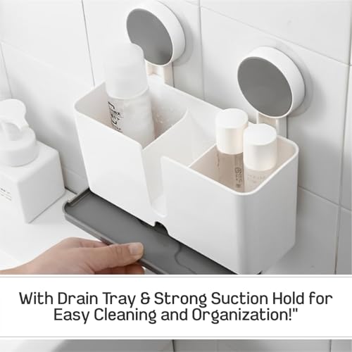 Image of JD FRESH Twin Toothbrush Holders for Bathroom /Wall Mounted Holder /Organizer for Electric Toothbrushes /Toothpaste & Makeup Brush (White)