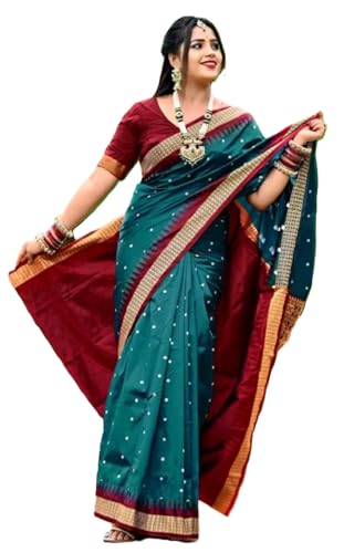 Image of NEW COLLECTION Women's Odisha Handloom Sambalpuri Pata Saree Temple Border Pasapalli Bomkai Buti Boyanika Design Saree Banarasi Soft Papa Silk Simple Ethnic Orissa Sari with Blouse Piece