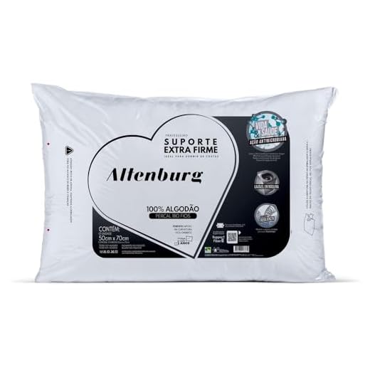 Travesseiro Suporte Extra Firme Altenburg Extra Branco Capa Percal 180 Fios 100% Alg./ Recheio 100% fibra de poliéster