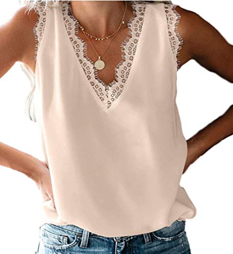 AYIYO Chemisier sans manches col en V pour femme - Marron - 34 Cover