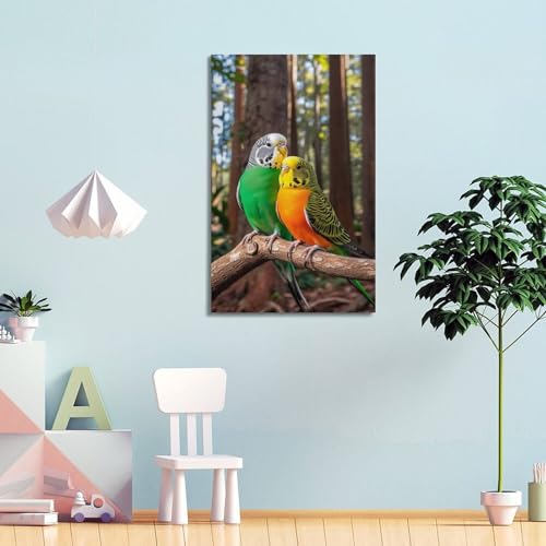 Perruches décoration murale 40x60 art oiseau exotique - 4