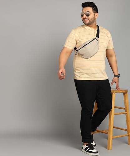 Image of INKKR Half Plus Size Men's Regular Fit Striped Tshirt