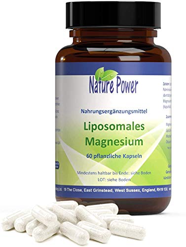 Liposomales Magnesium | Magnesiumcitrat | Liposomales Pulver in Kapseln | Maximale Bioverfügbarkeit | Lange Haltbarkeit | von NATURE POWER | gentechnikfrei und vegan | 60 pflanzliche Kapseln