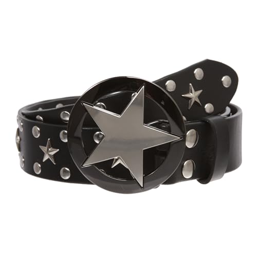 Texas Star Cowhide Leather Studded Belt, Removable Buckle
