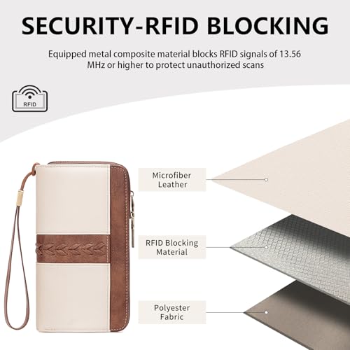 Image of FALAN MULE Wallets for Women Trifold Wristlet Wallets Large Capacity RFID Blocking Ladies Purse Credit Card Holder