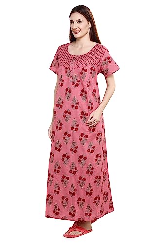 Image of Evolove Women's Cotton Long Maxi Maternity Feeding Night Gown with Pockets, Super Soft Comfortable (LNG-Feeding)
