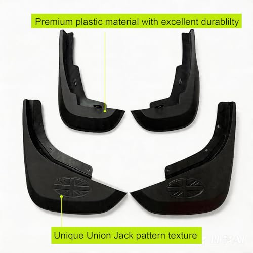 Image of 4PCS Mud Flaps for Landrover Defender 90 /110 2020-2025, MatteBlack | Heavy Duty Plastic, Mudflaps with Hardware Accessories, Splash Guards with Union Jack Pattern