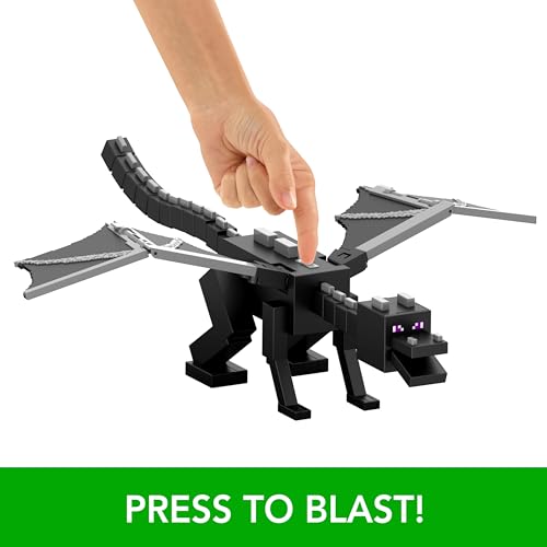 Mattel Minecraft Dragon’s Breath Ender Dragon Action Figure with 10 Discs, Giant Toy with 21.6-inch Length, 20-inch Wingspan with Moving Wings & Launcher - image 3