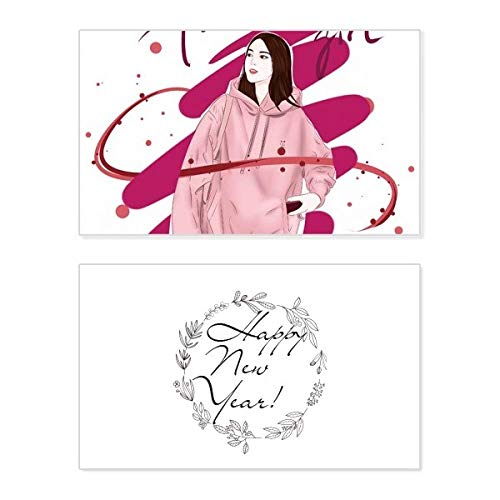 Figurine de fille tendance illustration carte de Nouvel An souvenir