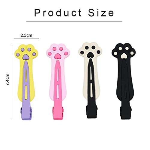 Aufruh 8Pcs Cute Cat Paw Hair Clips Kawaii Funny Cartoon Animal Hair Pins Hair Accessories Matte Hairpin Set Styling Metal Clips Pink Yellow Black Gray #TOP7
