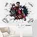Stickers 3D Hulk Avengers Iron Man Spiderman Captain America Stickers muraux pour salon chambre à coucher Décoration Thor Holk Stickers muraux pour enfants chauve-souris 29 (60 × 90 cm)