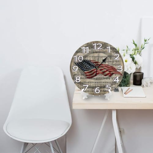 Primitive-Patriotic-Star-Spangled-Banner-American-Flag-Clock-Number-Silent-Non-Ticking-Round-Wall-Clock-Wall-Clock-for-Living-Room-Bedroom-Kitchen-and-Dining-Room-Home-Decoration Primitive Patriotic Star Spangled Banner American Flag Clock Number Silent Non Ticking Round Wall Clock Wall Clock for Living Room Bedroom Kitchen and Dining Room Home Decoration