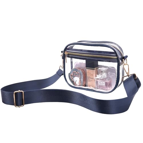 Image of Fibrdoo Clear Bag Stadium Approved, Leather Clear Crossbody Purse Bag for Concerts Sports Events Festivals
