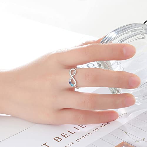 Personalized Infinity Promise Ring With Three Birthstones Ring For Women 925 Sterling Silver Customized Mom Promise Rings For Mother's Day #TOP2