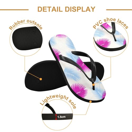 Palm Leaves Beige Flip Flops for Beach Thong Sandals Anti-slip Lightweight Flat Slippers for Summer Outdoor Travel3