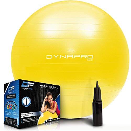 Exercise Ball - 2,000 lbs Stability Ball - Professional Grade  Anti Burst Exercise Equipment for Home, Balance, Gym, Core Strength, Yoga, Fitness, Desk Chairs (Yellow, 65 Centimeters)