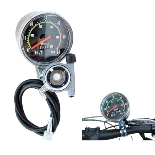Compteur De Vitesse Mécanique Vélo - Design Rétro - Alliage Noir - Câble 78cm
