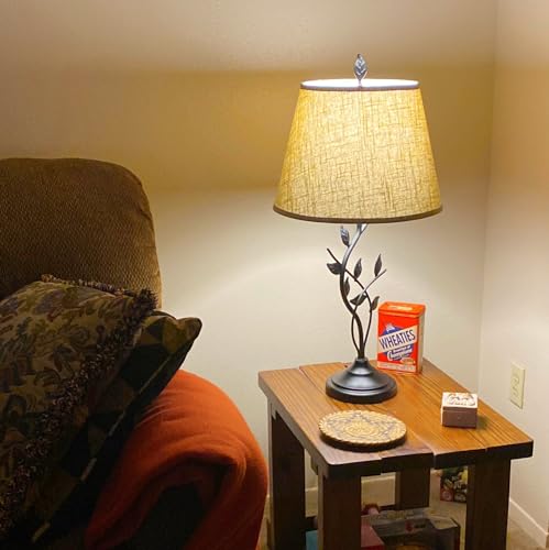 Kira Home Ambrose 31" Rustic Leaf Table Lamp with Beige Empire Fabric Shade, Traditional Black Vine Table Light with 7W LED Bulb, Matte Black Finish by Kira Home - Image 4