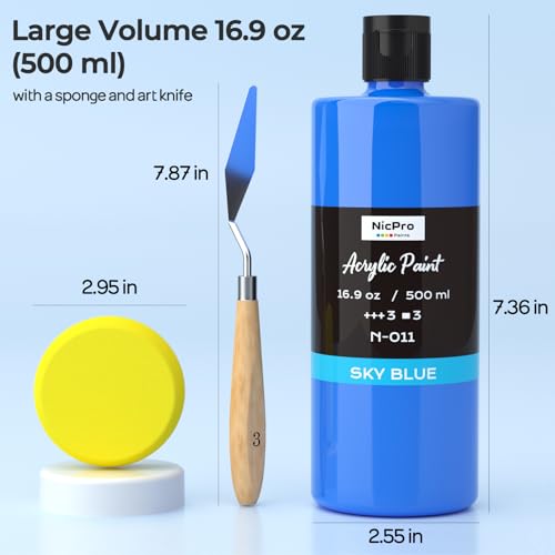 Image of Nicpro 8 Colors Large Bulk Acrylic Paint Set(16.9 oz), Rich Pigments