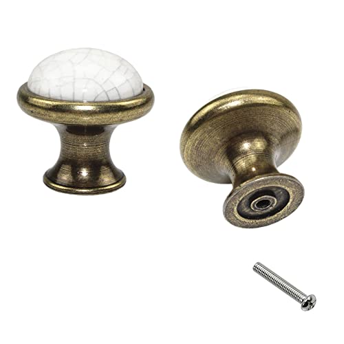 Gad2go 6Pcs Cabinet Knob Vintage Ceramic Drawers Knobs 34mm Round Knob Pull Handle for Furniture Kitchen Cabinet Cupboard Drawer - Image 3