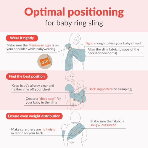 Mamaway Baby Ring Sling Carrier - Newborn and Toddler Sling (Supports up to 154lbs), IHDI Certified, Rayon & Linen Made, Soft & Breathable, Nylon 66 Safety Rings, Storage Pocket Design, Blue