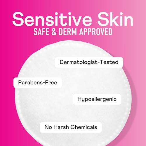 swisspers premium cotton rounds - 100 chlorine free cotton face pads for makeup nail polish removal - dermatologist tested and hypoallergenic made in usa - 100 pads pack of 3