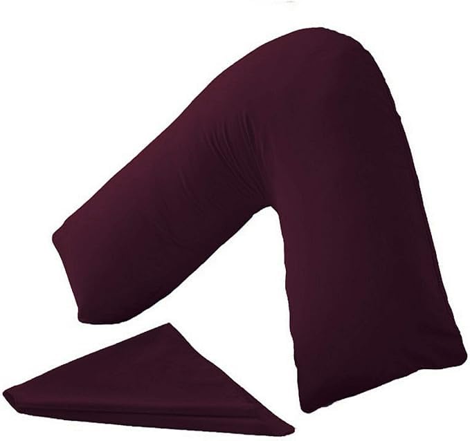 INSAFIANS Orthopedic V-Shaped Pillow with Pillowcase Perfect for Nursing Maternity & Baby Support Pillow (Plum, V Pillow With Case)