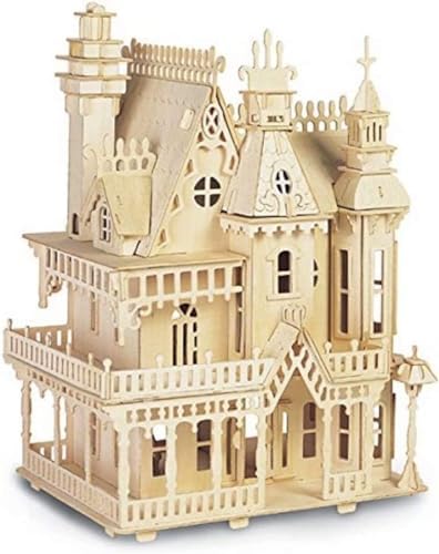 3D Wooden Puzzle DIY Craft Kits- Model Puzzle Assembly Model Kit and House Furniture Set-Fantasy Villa Birthday Gift, for Adults
