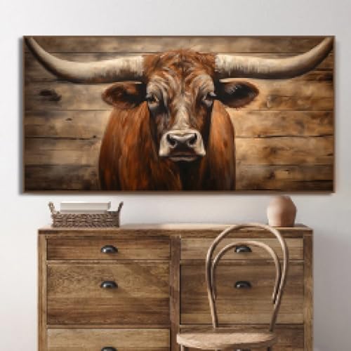 Toile abstraite vache laitière pour habiller un grand mur blanc de salon