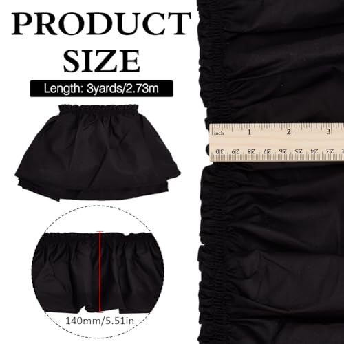 MAYJOYDIY 2.7m Black Cotton Pleated Ribbon 140mm Vintage Ruffled Trimming Lace Ruffled Wave Edge Lace Trim for Wedding Bridal Dress Embellishment DIY Clothes Decor - Image 2