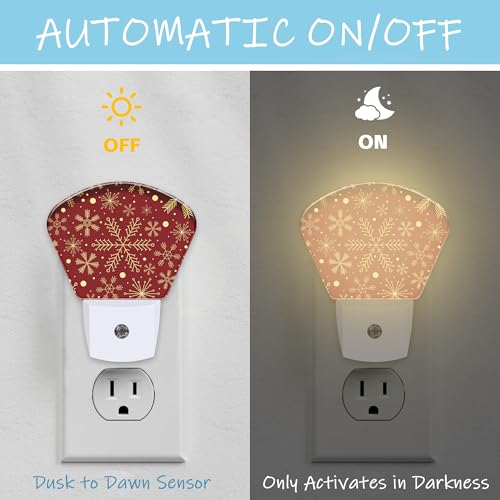 Image of Night Light Christmas Snowflakes Plug-in LED Dusk-to-Dawn Sensor Soft Night Lamp,Suitable for Home Bedroom Bathroom Hallway Stairs