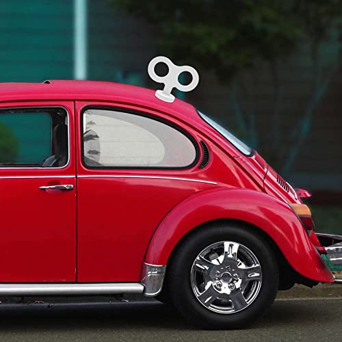 Image of 3D Car Wind Up Key, Cute Clockwork Car Roof Rear /Top /Trunk /Sunroof Decoration Universal Auto Exterior Accessory for DIY Styling & Decoration (White)