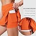 Ekouaer Tennis Skirts for Women Quick Dry Athletic Skort Lightweight Golf Skorts with Shorts Pocket Workout Pickleball Cheer Skirt,Orange M