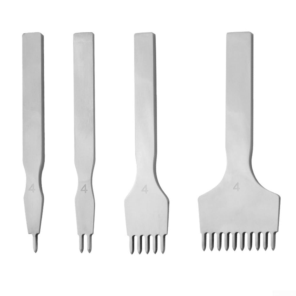 Scalpello per Cuoio in Acciaio da a per freddo - Punta Diamantata per Francese - Precisione per Sella e - Set (4mm Diamond Cut Suit)
