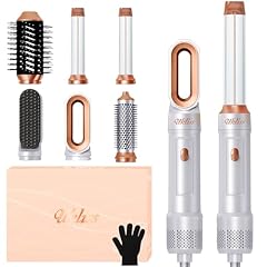 Spazzola ad Aria Calda 6 in 1, UKLISS Phon Professionale & Airstyler con Arricciacapelli Automatico, Spazzola Lisciante per Capelli, Thermal Brush, Multistyler Regali Set per Donne Styling (Bianco)