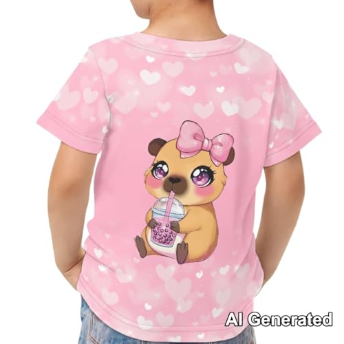Image of Xhuibop Kids Tshirts Girls Boys 3-16 Years Summer Clothes for Teens Loose Fitting Tops