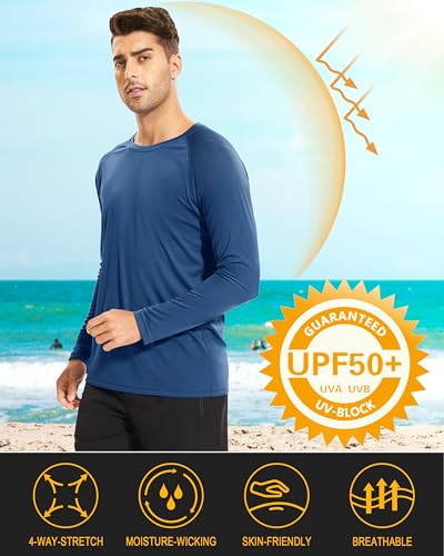 Image of MAGCOMSEN Men's Long Sleeve Shirts UPF 50+ UV Sun Protection Athletic Shirts for Hiking Running Workout Rash Guard