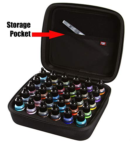 Image of 2TUFF Alcohol Ink Storage Case - Fits up to 30 Bottles - Multi-Use Paint & Ink Organizer - Travel Case with Foam Insert & Inner Storage Pocket