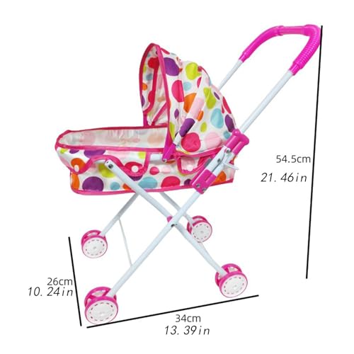 Dickly Puppenwagen, Rollenspiel-Simulations-Kinderwagenspielzeug mit Baldachin für Rollenspiele im Freien – Bild 7
