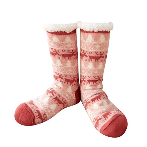HHMY Calcetines navideños estampados de invierno cálidos calcetines divertidos gruesos antideslizantes para mujer calcetines deportivos elásticos regalos de Navidad divertidos calcetines de peluche,