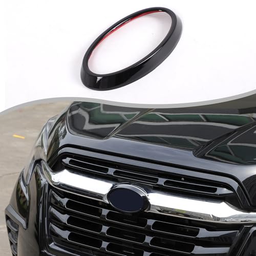 Front Emblem Trim Cover Compatible with Subaru Ascent 2023 2024 2025 2026, Grille Emblem Badge Logo Cover Trim Circle Ring Center Decor Car Front Logo Circles Cover Accessories (Carbon Fiber Texture)