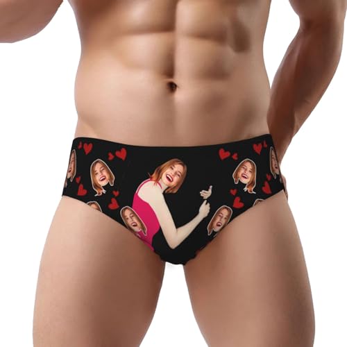 AHROZHOUIK Slip Triangulaire Facial Personnalisé pour Homme Slip Photo Personnalisé Cadeau pour Petit Ami Mari Saint Valentin (L, Style 16)