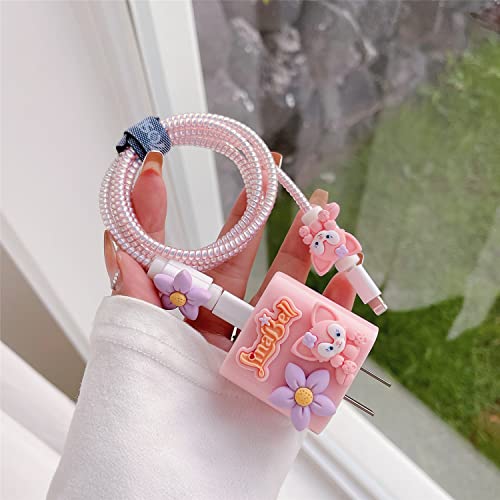 Image of DIY Cable Protector Charger Wire Saver - Data Cable 18W /20W USB-C Charger Line Protector-Compatible with iPhone 14 13 12 11 Pro Max (Pink Bell)