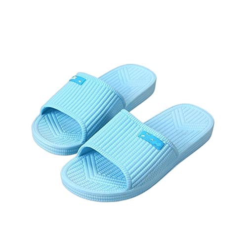 Beach Sandals Slippers Female Summer Soft Bottom Home Slippers Wearable Bathroom Bath Hotel Sandals Female Pillow Slippers(Silver Bead Blue,36)