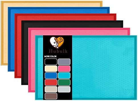 Hubulk Dog Feeding Mat,Silicone Pet Food and Water Bowl Placemat,Dishwasher, High Raised Edge to Prevent Spills,Nonslip Waterproof Tray to Stop Messes on Floor (19"x12"x0.5", Green&Teal)